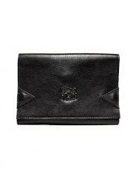Il bisonte clutch bag brown color main material Il Bisonte Black Leather Wallet With Elastic Band Closure On Sale