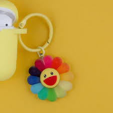 Takashi Murakami Rainbow Large Flower Keychain Airpods Case Silicone Keychain Airpod Airpod 2 Case Airpod Pro Cute Gift Case Anime Disney In 2020 Takashi Murakami Murakami Large Flowers