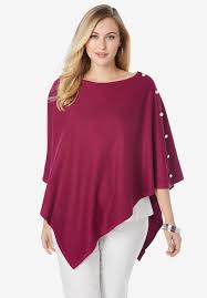 Cashmere button poncho taupe wrap one size fits all, buttoned poncho,button. Cotton Cashmere Poncho Sweater Catherines