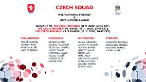 Kick off time, channel and live stream. Czech Football Team On Twitter The National Team Squad For The Upcoming Friendly Match Against Germany And Two Uefa Nations League Matches Against Israel Slovakia Has Been Announced David Pavelka