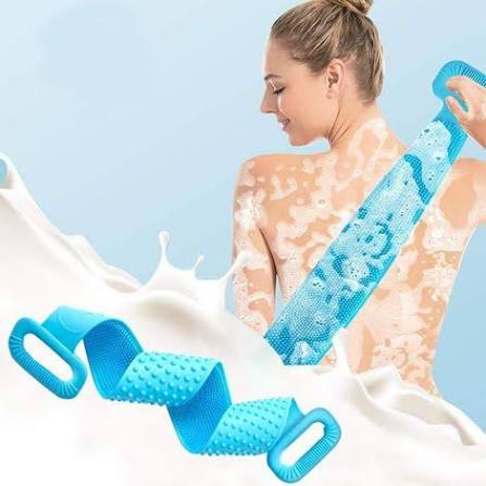Trendzie Skin Care Silicone Body Back Scrubber Bath Belt Double Side Brush (Assorted Color)
