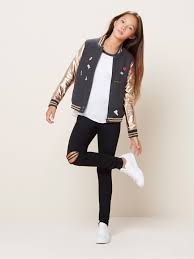 Rose Gold Varsity Bomber Jacket Girls Fashion Tween Tween Fashion Tween Outfits