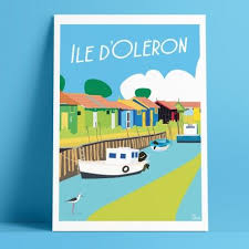 Affiches Ile D Oleron By Eric Garence Poster Art Deco Minimalist Vintage Art Love Galery Roger Broders French Riviera Cote A Ile D Oleron Oleron Dessin Ile