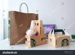 Penang Malaysia 9 Apr 2020 Starbucks Take Away Paper Bag With Cold And Hot Beverage And Food Starbucks Corporat Ad Starbucks Stock Kids Cafe Starbucks