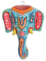 Elephant Face Indian Elephant Indian Wall Decor Acrylic Rangoli Paper Mache Animals Paper Mache Mask Indian Wall Decor Paper Mache Mask Funny Art Prints