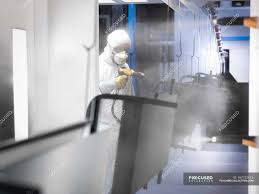 Worker Powder Coating Parts In Paint Spray Booth In Sheet Metal Factory Working Man Stock Photo 167732674