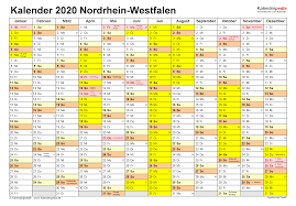 Hälfte mit kalenderwochen und feiertagen. Kalender 2020 Nrw Ferien Feiertage Excel Vorlagen