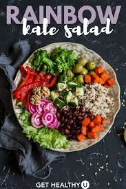 Kale Rainbow Detox Salad Plant Based Diet Meal Plan Whole Food Recipes Plant Based Diet Meals