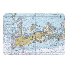 Fl Key West Fl Nautical Chart Memory Foam Bath Mat