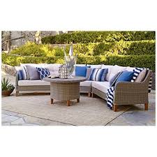 Trindale Light Brown Wicker 4 Piece Outdoor Patio Sectional Set Brown Wicker Patio Furniture Wicker Patio Furniture Outdoor Furniture