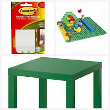 For My 2 Year Old Daughter Diy Lego Duplo Table Ikea Side Table 6 Sets Velcro Command Strips Lego Duplo Base Plate Duplo Table Lego Duplo Table Kid Hacks