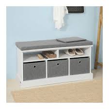 Sobuy Hallway 3 Baskets Shoe Storage Bench Seat Stool With Cushion Fsr67 Hg