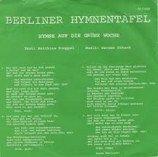 Wer den text nicht kennt oder kein italienisch spricht, der kann hier nochmal nachlesen und den text lernen. Berliner Hymnentafel Hymne Auf Die Grune Woche 1983 Vinyl Discogs