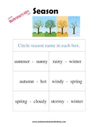 free season worksheet and printable sheets for kids
