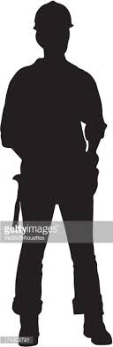 People working in different jobs. Construction Worker Silhouette Clipart Image