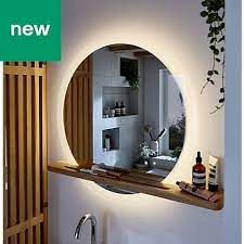 Maybe you would like to learn more about one of these? Goodhome Adriska Illuminated Round Bathroom Mirror With Shelf W 800mm H 25mm Bathroom Mirror With Shelf Round Mirror Bathroom Bathroom Design Plans