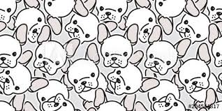 Black And White Bulldog Cartoon Dog Seamless Pattern French Bulldog Vector Pug Head Isolated Background Wallpaper Repeat Cartoon White Seamless Patterns Bulldog Cartoon Wallpaper