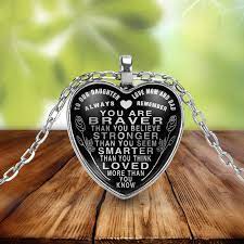 To Our Daughter Mom And Dad Loves You Always Remember You Are Strong Brave Loved Heart Pendant Necklace Heart Pendant Necklace Quote Pendant Heart Pendant