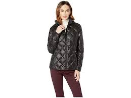 Lauren Ralph Lauren Faux Leather Trim Soft Down Black Women S Coat Embrace The Elements With The Timeless De Womens Black Coat Leather Trims Coats For Women