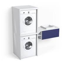 Enfin, si vous avez assez de place, complétez votre attirail d'un fer à repasser ou d'une centrale vapeur, grand luxe, et d'une table à. Meuble Pour Lave Linge Bleu Nuit Et Blanc Brillant Avec Tiroir Cases Et Vasque Ceramique M5 0