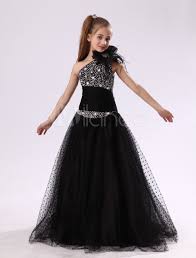 Flower Girl Dresses Black One Shoulder Junior Bridesmaid Rhinestone Beaded Kids Pageant Dress Girls Formal Dresses Kids Pageant Dresses Kids Formal Dresses