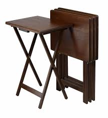 Rv Folding Coffee Table Cherry Collection Folding Tv Tray Set Of 4 Solid Dark Walnut Wood Stu