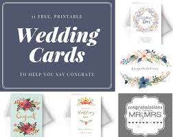 Say Congrats With A Free Printable Wedding Card Wedding Congratulations Card Wedding Gift Tags Printable Wedding Cards