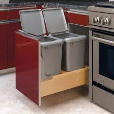 Kitchen Cabinet Pull Out Trash Cans I Like The Idea Of Lids Does The Trash Smell If You Don T Have A Lid Rev A Shelf Wood Waste Kitchen Base Cabinets