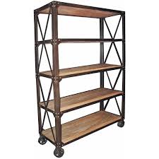 Chorley Industrial Rustic Metal Wood Rolling Bookcase With Wheels Metal Bookcase Industrial Bookcases Coaster Furniture