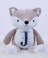 Birth Announcement Stuffed Animal Fox Birth Stat Fox Birth Stat Animal Birth Stat Gift Plush Fox Baby Shower Gift Baby Girl Gift Bab Baby Girl Gifts Baby Shower Gifts Newborn Stuffed Animals