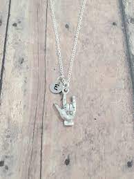 American Sign Language Initial Necklace Asl Jewelry Ily Etsy Initial Necklace Stamped Initial Necklace Sign Language Gifts