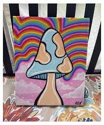 Psychedelic Cloud Mushroom Canvas Painting Happy Mushroom Drawing Happymushroomdrawing 8 X 10 Happy Mushroom 2020