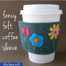 Free Patterns For A Fancy Felt Coffee Sleeve And A Topsy Turvy Doll From Shiny Happy World 3 Felt Crafts Diy Diy Felt Crafts Tutorials Felt Crafts Tutorial