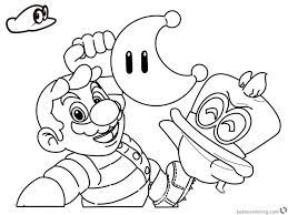 free super mario odyssey coloring pages line drawing printable for kids and adults coloriage panda