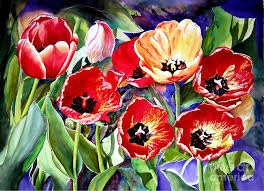 Terrific Tulips By Mohamed Hirji Tulip Painting Floral Watercolor Watercolor Tulips