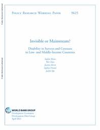All of these have much in common with the census of population, which is the focus of this article. Invisible Or Mainstream Disability In Surveys And Censuses In Low And Middle Income Countries
