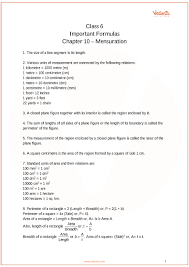 cbse class 6 maths chapter 10 mensuration formulas