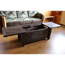 You can use it as a dinner tray or a makeshift workstation for you laptop. Barnwood Style Timber Peg Sliding Top Coffee Table N A