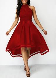 Lace Panel Sleeveless Black High Low Dress Rosewe Com Usd 36 12 Red High Low Dress High Low Dress Red Dress Online