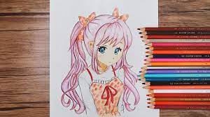 Anime Girl Drawing For Beginners | How To Draw And Color An Anime Character  - Youtube