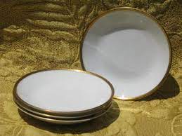 Romance (all white) view pattern. Vintage Rosenthal Gold Wedding Band China Pure White Sauce Bowls Set