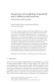 Pdf Present Tense Verb Morphology Of Spanish Hl And L2