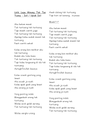 Ketik 2081679 kirim ke 1212 telkomsel : Lirik Lagu Minang Tak Tun Tuang