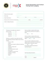 Travel Declaration And Contact Tracing From Lodging Pr Tourism Covid 19