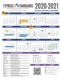 Cypress Fairbanks Isd 2020 2021 School Calendar Updated In 2020 School Calendar Dream School School Year