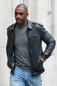 Idris Elba Wearing Black Leather Bomber Jacket Dark Green Crew Neck Sweater Light Blu Fashion For Men Over 40 Mens Fashion Casual Black Leather Bomber Jacket