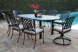 Outdoor Cast Aluminum Patio Furniture 9 Piece Dining Set Ao With 6 Armchair 2 Swivel Rockers Cbm Aluminum Patio Furniture Cast Aluminum Patio Furniture Patio