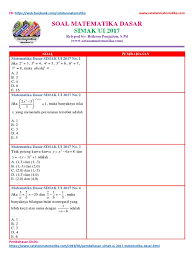 Salam sejahtera buat kita semua, semoga kita masih dalam lindungan allah swt. Soal Matematika Dasar Simak Ui 2017 Www Catatanmatematika Com