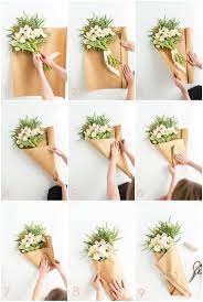 If you'd really like to make your flower bouquet appear more polished, wrap the colored tissue paper that coordinates with the colors in the bouquet or contrasts with the flowers to make them pop.3 x expert source pilar zuniga florist expert interview. How To Wrap Your Mother S Day Flowers In Craft Paper Bouquet Arrangements Diy Flower Bouquet Diy Flower Arrangements Diy