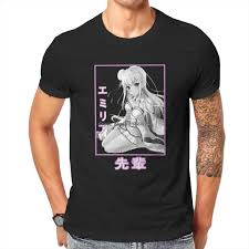 Re:Zero Starting Life in Another World Emilia Manga Classic T Shirt Classic  Homme High Quality Tshirt Oversized ONeck Streetwear|T-Shirts| - AliExpress